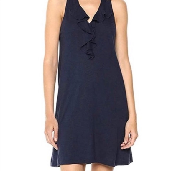 Lilly Pulitzer Navy Blue Sleeveless Ruffle Neck Casual Dress - Picture 5 of 7